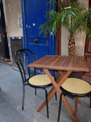 Blue door with palm tree Paris 