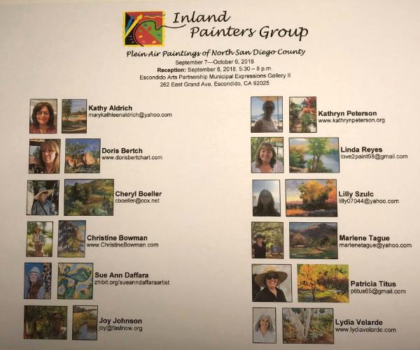 Flyer for the Inland Painters Group Show