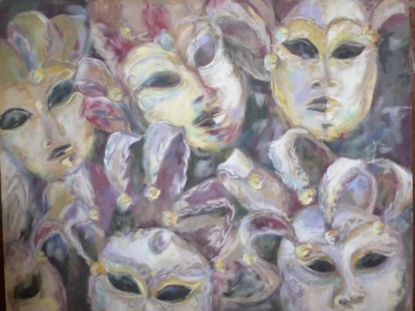 Masks - pastel on suede matboard